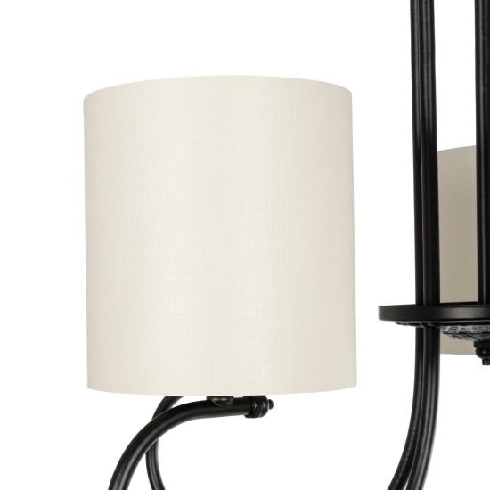 GLOBOSTAR® TRITON 203-0253 Vintage Κρεμαστό Φωτιστικό Οροφής με Ντουί 5 x E27 AC 220-240V IP20 - Μαύρο & Μπεζ - Μ50 x Π50 x Υ48cm GloboStar® TRITON 203-0253 Vintage Κρεμαστό Φωτιστικό Καπέλο Πολύφωτο 5 x E27 IP20 Μαύρο Μέταλλο με Μπέζ Ύφασμα - Μ50 x Π50 x Υ48cm