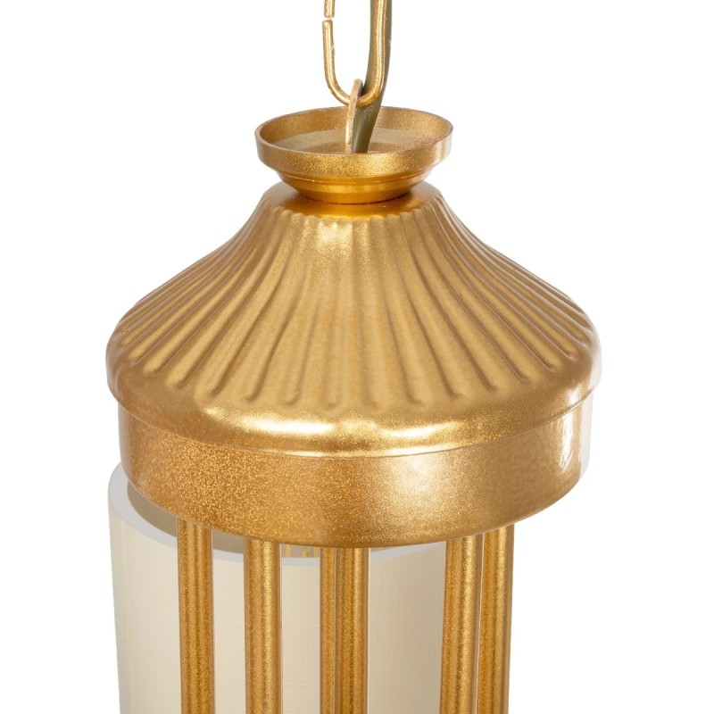 GloboStar® TRITON 203-0254 Vintage Κρεμαστό Φωτιστικό Καπέλο Πολύφωτο 5 x E27 IP20 Χρυσό Μέταλλο με Μπέζ Ύφασμα - Μ50 x Π50 x Υ48cm