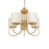 GloboStar® TRITON 203-0254 Vintage Κρεμαστό Φωτιστικό Καπέλο Πολύφωτο 5 x E27 IP20 Χρυσό Μέταλλο με Μπέζ Ύφασμα - Μ50 x Π50 x Υ48cm