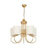 GloboStar® TRITON 203-0254 Vintage Κρεμαστό Φωτιστικό Καπέλο Πολύφωτο 5 x E27 IP20 Χρυσό Μέταλλο με Μπέζ Ύφασμα - Μ50 x Π50 x Υ48cm