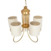 GloboStar® TRITON 203-0254 Vintage Κρεμαστό Φωτιστικό Καπέλο Πολύφωτο 5 x E27 IP20 Χρυσό Μέταλλο με Μπέζ Ύφασμα - Μ50 x Π50 x Υ48cm
