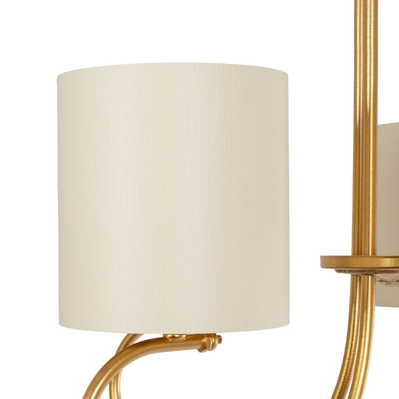 GloboStar® TRITON 203-0254 Vintage Κρεμαστό Φωτιστικό Καπέλο Πολύφωτο 5 x E27 IP20 Χρυσό Μέταλλο με Μπέζ Ύφασμα - Μ50 x Π50 x Υ48cm