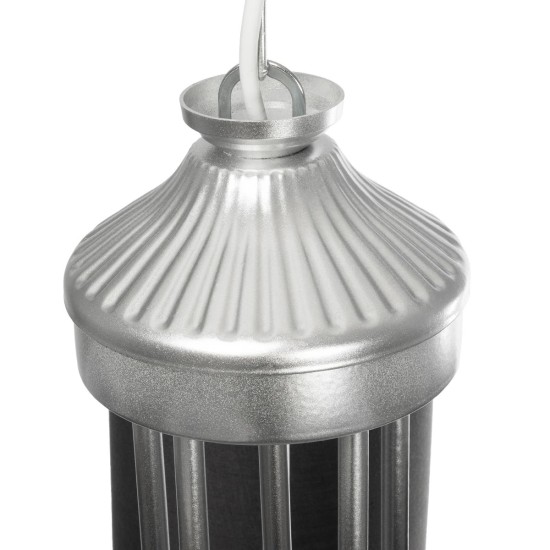 GLOBOSTAR® TRITON 203-0255 Vintage Κρεμαστό Φωτιστικό Οροφής με Ντουί 5 x E27 AC 220-240V IP20 - Ασημί & Γκρι - Μ50 x Π50 x Υ48cm GloboStar® TRITON 203-0255 Vintage Κρεμαστό Φωτιστικό Καπέλο Πολύφωτο 5 x E27 IP20 Ασημί Μέταλλο με Γκρι Ύφασμα - Μ50 x Π50 x Υ48cm