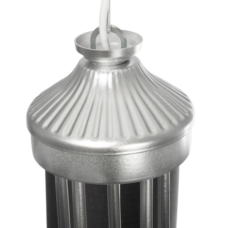 GloboStar® TRITON 203-0255 Vintage Κρεμαστό Φωτιστικό Καπέλο Πολύφωτο 5 x E27 IP20 Ασημί Μέταλλο με Γκρι Ύφασμα - Μ50 x Π50 x Υ48cm
