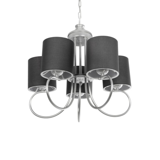 GLOBOSTAR® TRITON 203-0255 Vintage Κρεμαστό Φωτιστικό Οροφής με Ντουί 5 x E27 AC 220-240V IP20 - Ασημί & Γκρι - Μ50 x Π50 x Υ48cm GloboStar® TRITON 203-0255 Vintage Κρεμαστό Φωτιστικό Καπέλο Πολύφωτο 5 x E27 IP20 Ασημί Μέταλλο με Γκρι Ύφασμα - Μ50 x Π50 x Υ48cm