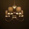 GloboStar® TRITON 203-0255 Vintage Κρεμαστό Φωτιστικό Καπέλο Πολύφωτο 5 x E27 IP20 Ασημί Μέταλλο με Γκρι Ύφασμα - Μ50 x Π50 x Υ48cm