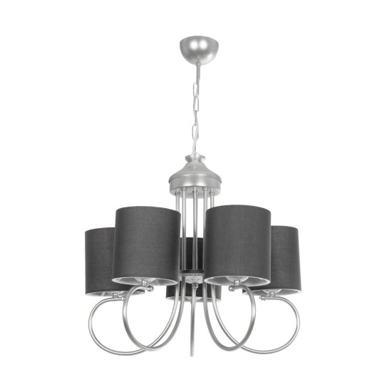 GLOBOSTAR® TRITON 203-0255 Vintage Κρεμαστό Φωτιστικό Οροφής με Ντουί 5 x E27 AC 220-240V IP20 - Ασημί & Γκρι - Μ50 x Π50 x Υ48cm GloboStar® TRITON 203-0255 Vintage Κρεμαστό Φωτιστικό Καπέλο Πολύφωτο 5 x E27 IP20 Ασημί Μέταλλο με Γκρι Ύφασμα - Μ50 x Π50 x Υ48cm