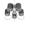GloboStar® TRITON 203-0255 Vintage Κρεμαστό Φωτιστικό Καπέλο Πολύφωτο 5 x E27 IP20 Ασημί Μέταλλο με Γκρι Ύφασμα - Μ50 x Π50 x Υ48cm