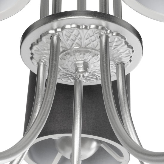 GLOBOSTAR® TRITON 203-0255 Vintage Κρεμαστό Φωτιστικό Οροφής με Ντουί 5 x E27 AC 220-240V IP20 - Ασημί & Γκρι - Μ50 x Π50 x Υ48cm GloboStar® TRITON 203-0255 Vintage Κρεμαστό Φωτιστικό Καπέλο Πολύφωτο 5 x E27 IP20 Ασημί Μέταλλο με Γκρι Ύφασμα - Μ50 x Π50 x Υ48cm