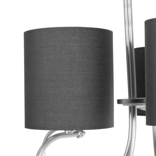GLOBOSTAR® TRITON 203-0255 Vintage Κρεμαστό Φωτιστικό Οροφής με Ντουί 5 x E27 AC 220-240V IP20 - Ασημί & Γκρι - Μ50 x Π50 x Υ48cm GloboStar® TRITON 203-0255 Vintage Κρεμαστό Φωτιστικό Καπέλο Πολύφωτο 5 x E27 IP20 Ασημί Μέταλλο με Γκρι Ύφασμα - Μ50 x Π50 x Υ48cm