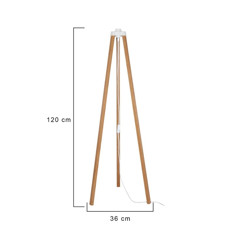 GloboStar® TRIPOD 203-0260 Μοντέρνο Επιδαπέδιο Φωτιστικό Μονόφωτο 1 x E27 IP20 Μπέζ Ξύλο - Μ38 x Π38 x Υ120cm