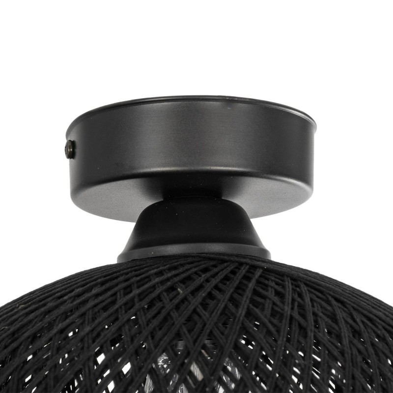 GloboStar® CORDER 203-0271 Μοντέρνο Φωτιστικό Οροφής Μπάλα Μονόφωτο 1 x E27 IP20 Μαύρο Σχοίνι - Μ25 x Π25 x Υ25cm