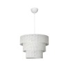GloboStar® LEVEL 203-0275 Μοντέρνο Κρεμαστό Φωτιστικό Καπέλο Μονόφωτο 1 x E27 IP20 Λευκό Διάτρητο Ύφασμα - Μ38 x Π38 x Υ30cm