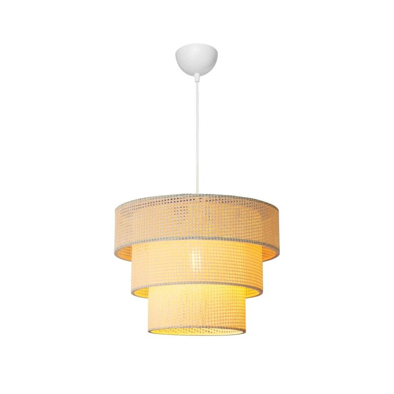 GloboStar® LEVEL 203-0275 Μοντέρνο Κρεμαστό Φωτιστικό Καπέλο Μονόφωτο 1 x E27 IP20 Λευκό Διάτρητο Ύφασμα - Μ38 x Π38 x Υ30cm