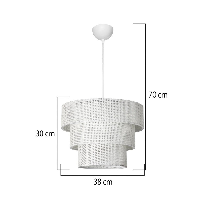 GloboStar® LEVEL 203-0275 Μοντέρνο Κρεμαστό Φωτιστικό Καπέλο Μονόφωτο 1 x E27 IP20 Λευκό Διάτρητο Ύφασμα - Μ38 x Π38 x Υ30cm