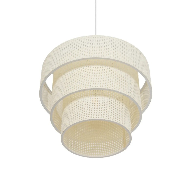 GloboStar® LEVEL 203-0275 Μοντέρνο Κρεμαστό Φωτιστικό Καπέλο Μονόφωτο 1 x E27 IP20 Λευκό Διάτρητο Ύφασμα - Μ38 x Π38 x Υ30cm