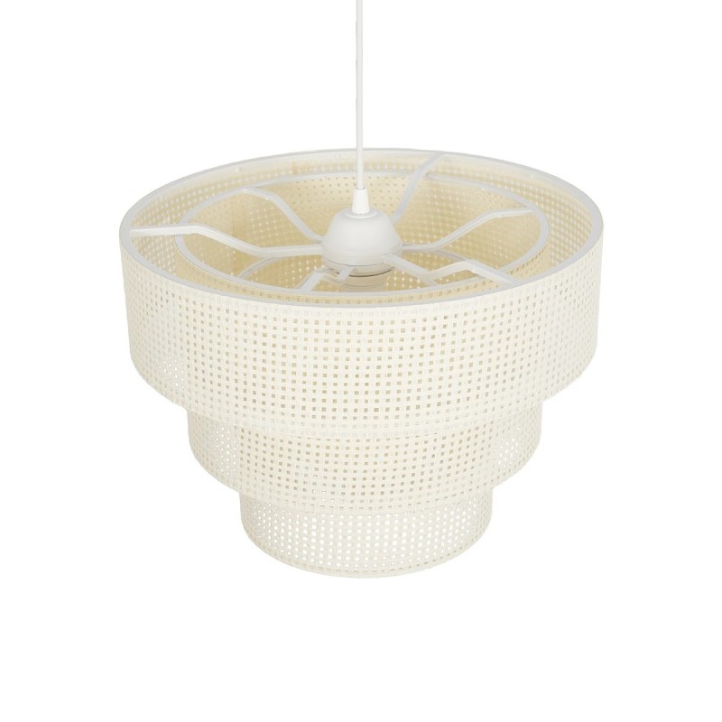 GloboStar® LEVEL 203-0275 Μοντέρνο Κρεμαστό Φωτιστικό Καπέλο Μονόφωτο 1 x E27 IP20 Λευκό Διάτρητο Ύφασμα - Μ38 x Π38 x Υ30cm