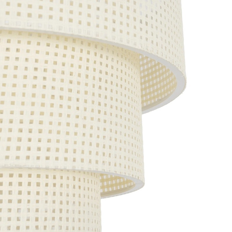 GloboStar® LEVEL 203-0275 Μοντέρνο Κρεμαστό Φωτιστικό Καπέλο Μονόφωτο 1 x E27 IP20 Λευκό Διάτρητο Ύφασμα - Μ38 x Π38 x Υ30cm