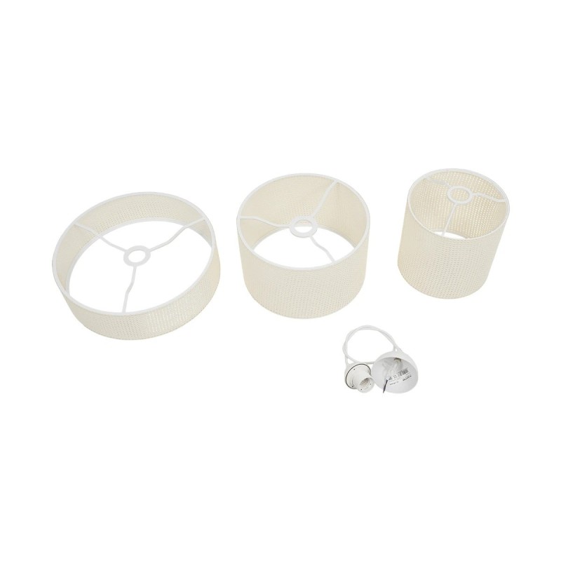 GloboStar® LEVEL 203-0275 Μοντέρνο Κρεμαστό Φωτιστικό Καπέλο Μονόφωτο 1 x E27 IP20 Λευκό Διάτρητο Ύφασμα - Μ38 x Π38 x Υ30cm