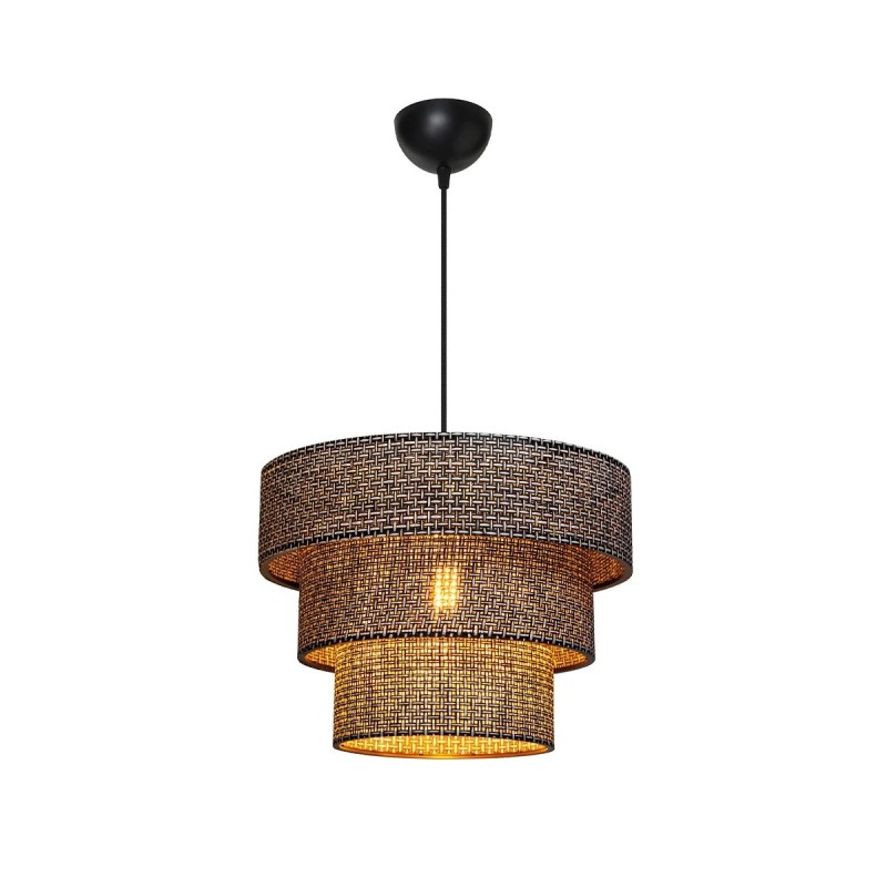 GloboStar® LEVEL 203-0276 Μοντέρνο Κρεμαστό Φωτιστικό Καπέλο Μονόφωτο 1 x E27 IP20 Γκρι Διάτρητο Ύφασμα - Μ38 x Π38 x Υ30cm