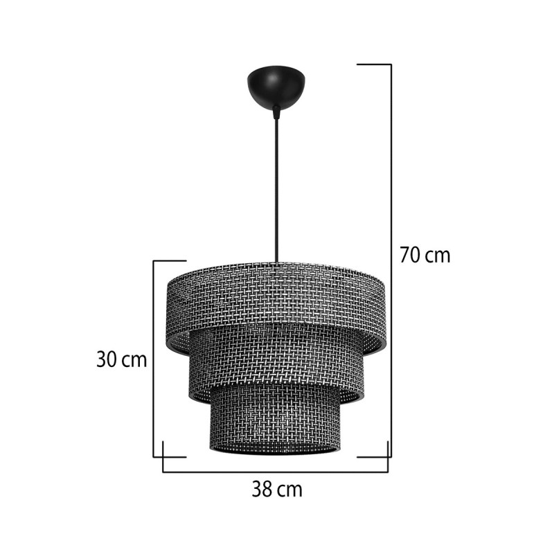 GloboStar® LEVEL 203-0276 Μοντέρνο Κρεμαστό Φωτιστικό Καπέλο Μονόφωτο 1 x E27 IP20 Γκρι Διάτρητο Ύφασμα - Μ38 x Π38 x Υ30cm