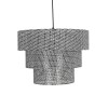 GloboStar® LEVEL 203-0276 Μοντέρνο Κρεμαστό Φωτιστικό Καπέλο Μονόφωτο 1 x E27 IP20 Γκρι Διάτρητο Ύφασμα - Μ38 x Π38 x Υ30cm