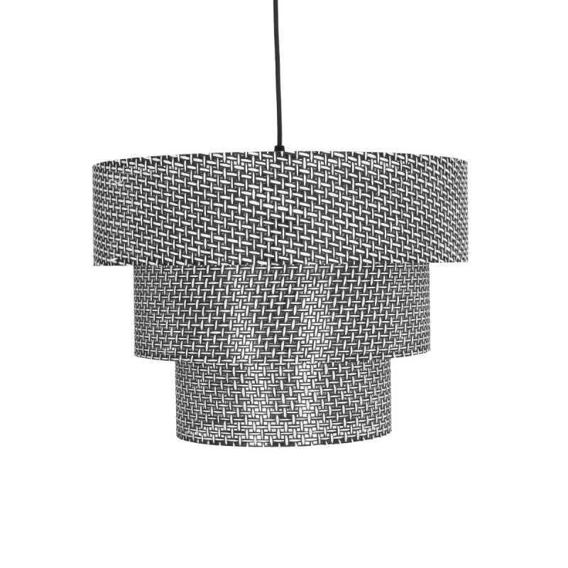 GloboStar® LEVEL 203-0276 Μοντέρνο Κρεμαστό Φωτιστικό Καπέλο Μονόφωτο 1 x E27 IP20 Γκρι Διάτρητο Ύφασμα - Μ38 x Π38 x Υ30cm