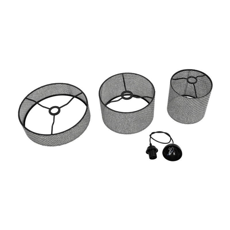 GloboStar® LEVEL 203-0276 Μοντέρνο Κρεμαστό Φωτιστικό Καπέλο Μονόφωτο 1 x E27 IP20 Γκρι Διάτρητο Ύφασμα - Μ38 x Π38 x Υ30cm