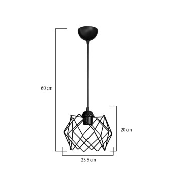 GLOBOSTAR® VORTEX 203-0277 Μοντέρνο Κρεμαστό Φωτιστικό Οροφής με Ντουί 1 x E27 AC 220-240V IP20 - Μαύρο - Μ23.5 x Π23.5 x Υ20cm