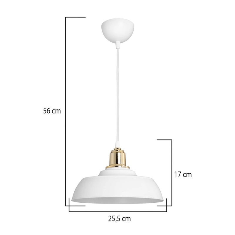 GLOBOSTAR® LOAN 203-0281 Μοντέρνο Κρεμαστό Φωτιστικό Οροφής με Ντουί 1 x E27 AC 220-240V IP20 - Λευκό & Χρυσό  -Μ25.5 x Π25.5 x Υ17cm