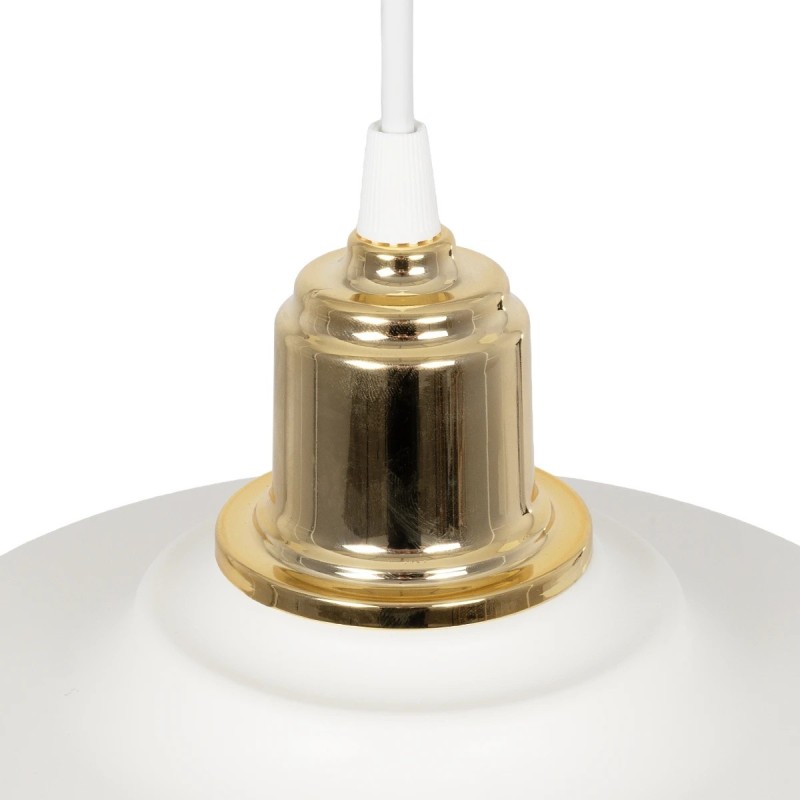 GLOBOSTAR® LOAN 203-0281 Μοντέρνο Κρεμαστό Φωτιστικό Οροφής με Ντουί 1 x E27 AC 220-240V IP20 - Λευκό & Χρυσό  -Μ25.5 x Π25.5 x Υ17cm