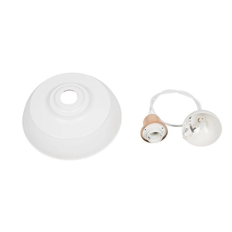 GLOBOSTAR® LOAN 203-0282 Μοντέρνο Κρεμαστό Φωτιστικό Οροφής με Ντουί 1 x E27 AC 220-240V IP20 - Λευκό & Μπρονζέ  - Μ25.5 x Π25.5 x Υ17cm