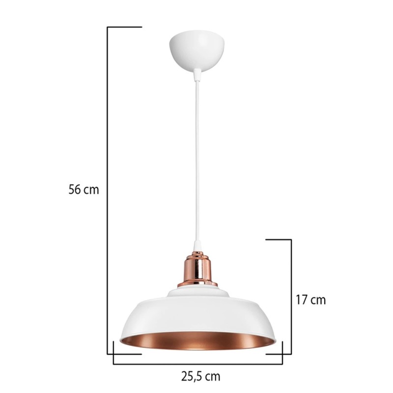 GLOBOSTAR® LOAN 203-0282 Μοντέρνο Κρεμαστό Φωτιστικό Οροφής με Ντουί 1 x E27 AC 220-240V IP20 - Λευκό & Μπρονζέ  - Μ25.5 x Π25.5 x Υ17cm