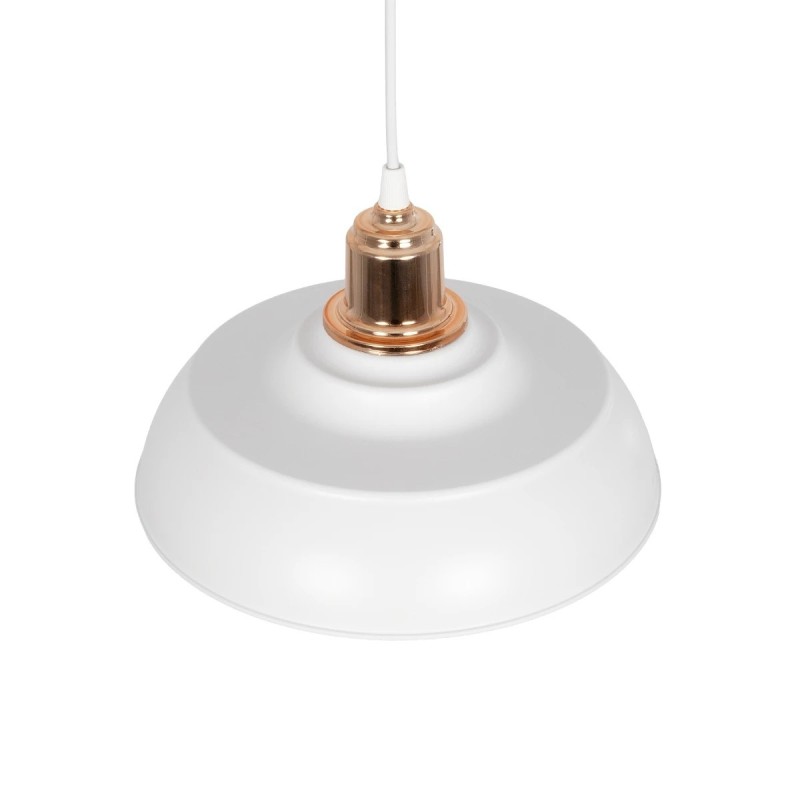 GLOBOSTAR® LOAN 203-0282 Μοντέρνο Κρεμαστό Φωτιστικό Οροφής με Ντουί 1 x E27 AC 220-240V IP20 - Λευκό & Μπρονζέ  - Μ25.5 x Π25.5 x Υ17cm