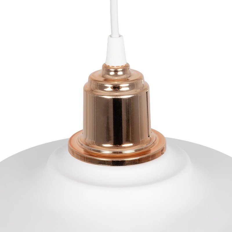 GLOBOSTAR® LOAN 203-0282 Μοντέρνο Κρεμαστό Φωτιστικό Οροφής με Ντουί 1 x E27 AC 220-240V IP20 - Λευκό & Μπρονζέ  - Μ25.5 x Π25.5 x Υ17cm