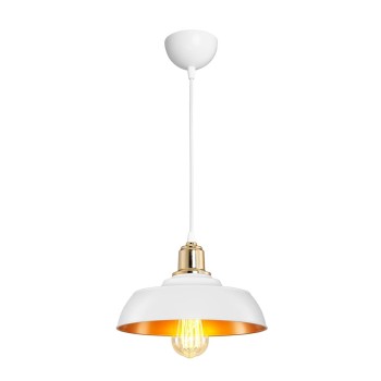 GLOBOSTAR® LOAN 203-0283 Μοντέρνο Κρεμαστό Φωτιστικό Οροφής με Ντουί 1 x E27 AC 220-240V IP20 - Λευκό & Χρυσό  - Μ25.5 x Π25.5 x Υ17cm