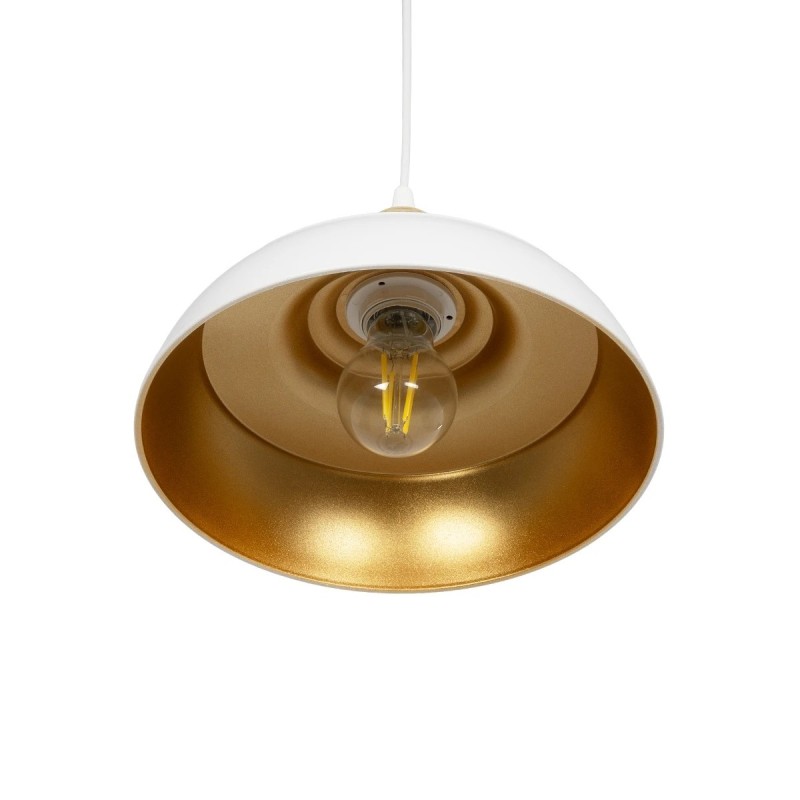 GLOBOSTAR® LOAN 203-0283 Μοντέρνο Κρεμαστό Φωτιστικό Οροφής με Ντουί 1 x E27 AC 220-240V IP20 - Λευκό & Χρυσό  - Μ25.5 x Π25.5 x Υ17cm