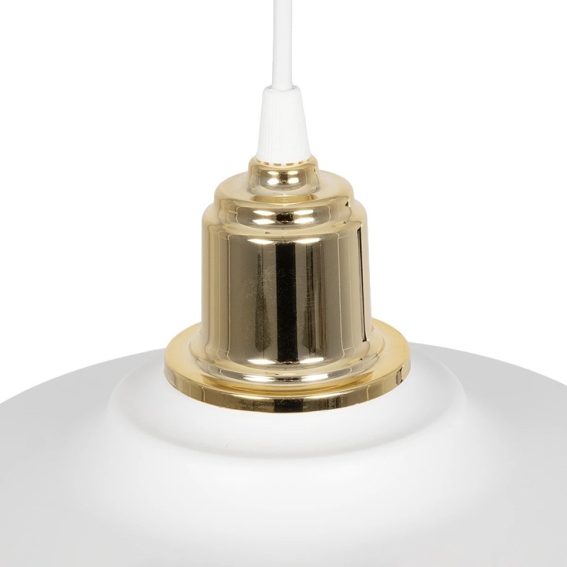 GLOBOSTAR® LOAN 203-0283 Μοντέρνο Κρεμαστό Φωτιστικό Οροφής με Ντουί 1 x E27 AC 220-240V IP20 - Λευκό & Χρυσό  - Μ25.5 x Π25.5 x Υ17cm