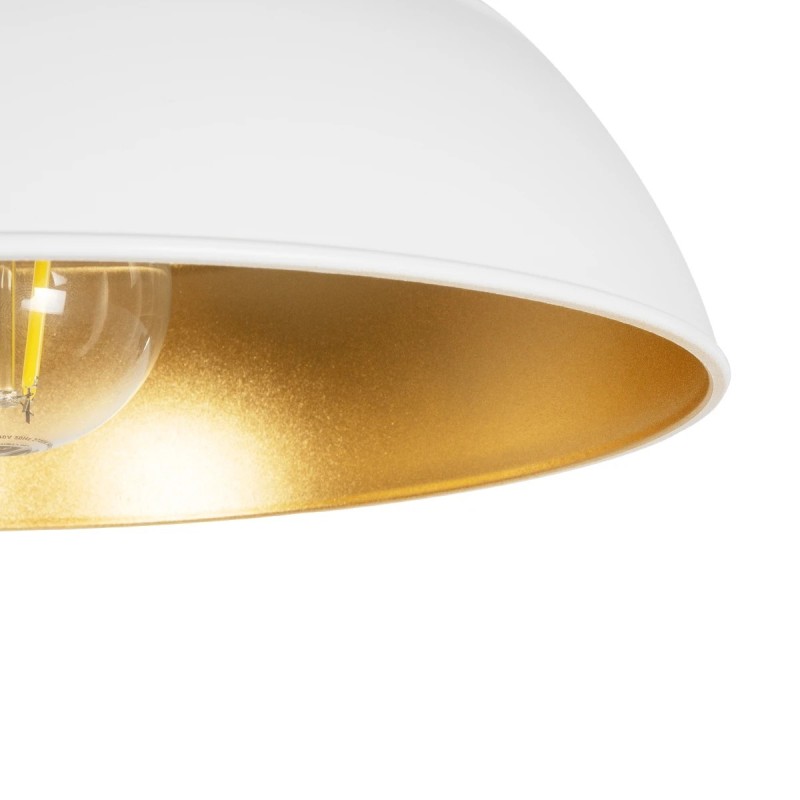 GLOBOSTAR® LOAN 203-0283 Μοντέρνο Κρεμαστό Φωτιστικό Οροφής με Ντουί 1 x E27 AC 220-240V IP20 - Λευκό & Χρυσό  - Μ25.5 x Π25.5 x Υ17cm