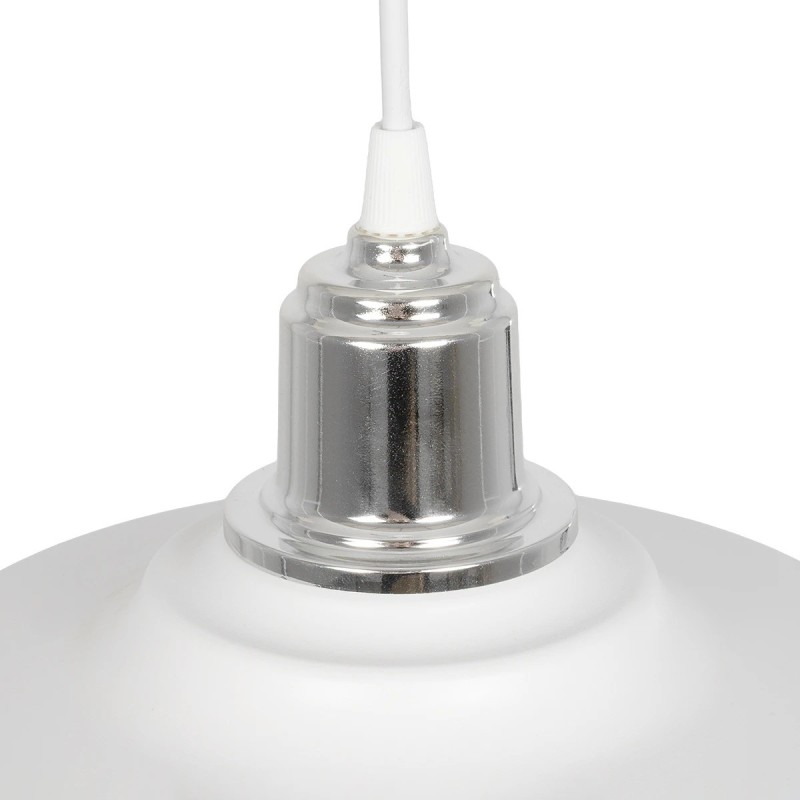 GLOBOSTAR® LOAN 203-0284 Μοντέρνο Κρεμαστό Φωτιστικό Οροφής με Ντουί 1 x E27 AC 220-240V IP20 - Λευκό & Ασημί  - Μ25.5 x Π25.5 x Υ17cm