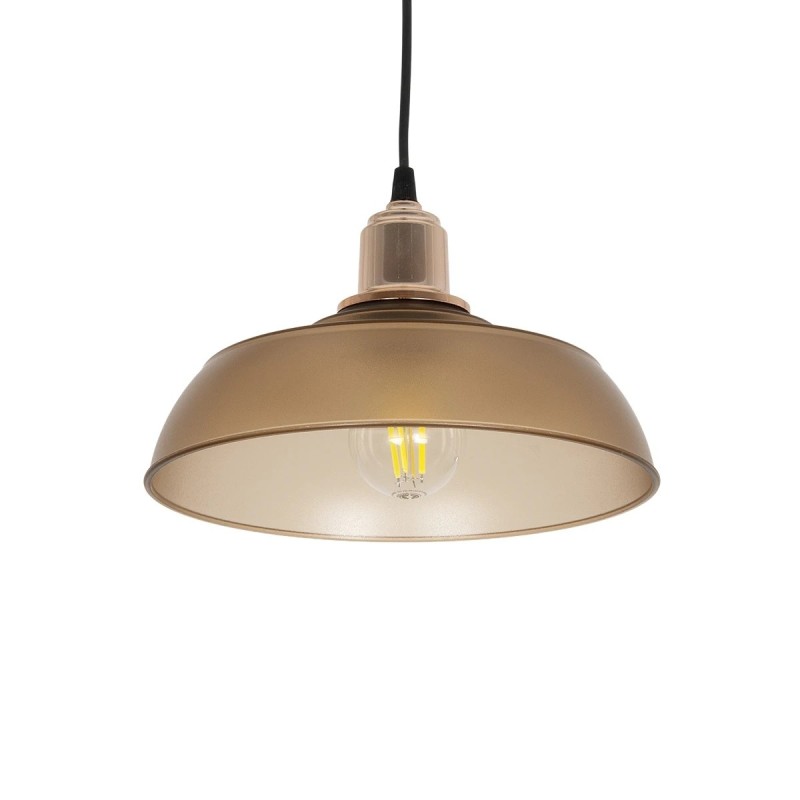 GLOBOSTAR® LOAN 203-0285 Μοντέρνο Κρεμαστό Φωτιστικό Οροφής με Ντουί 1 x E27 AC 220-240V IP20 - Καφέ & Μπρονζέ - Μ25.5 x Π25.5 x Υ17cm