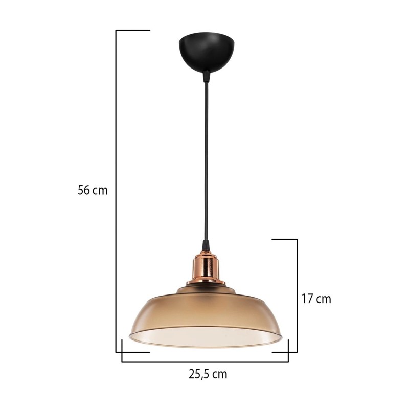 GLOBOSTAR® LOAN 203-0285 Μοντέρνο Κρεμαστό Φωτιστικό Οροφής με Ντουί 1 x E27 AC 220-240V IP20 - Καφέ & Μπρονζέ - Μ25.5 x Π25.5 x Υ17cm