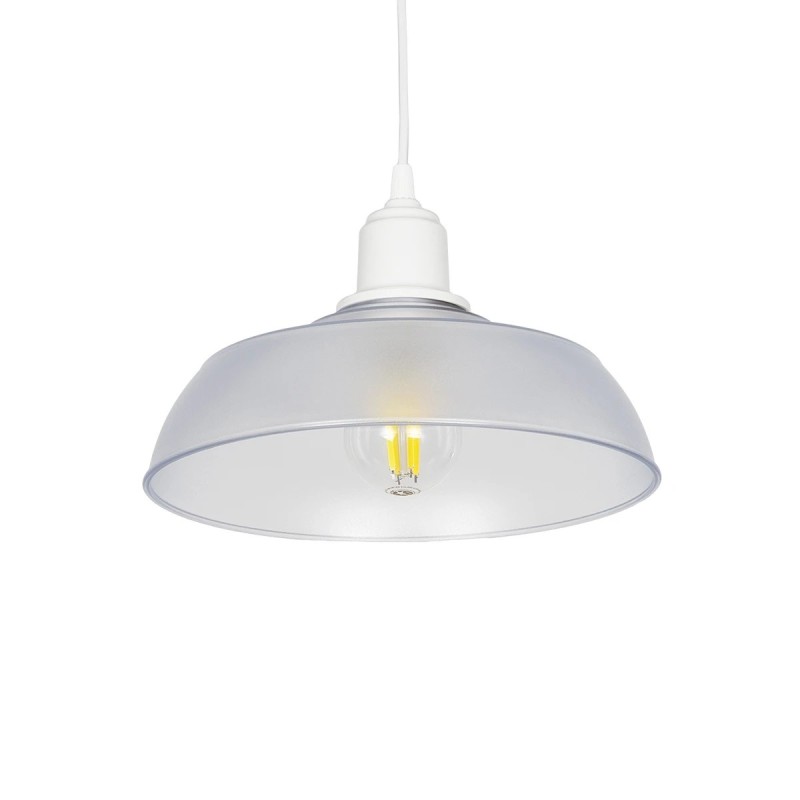 GLOBOSTAR® LOAN 203-0286 Μοντέρνο Κρεμαστό Φωτιστικό Οροφής με Ντουί 1 x E27 AC 220-240V IP20 - Λευκό Δίαφανο - Μ25.5 x Π25.5 x Υ17cm