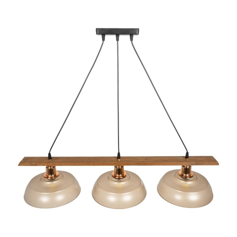 GLOBOSTAR® LOAN 203-0289 Μοντέρνο Κρεμαστό Φωτιστικό Οροφής με Ντουί 3 x E27 AC 220-240V IP20 - Καφέ & Μπρονζέ -  Μ89 x Π25.5 x Υ19cm