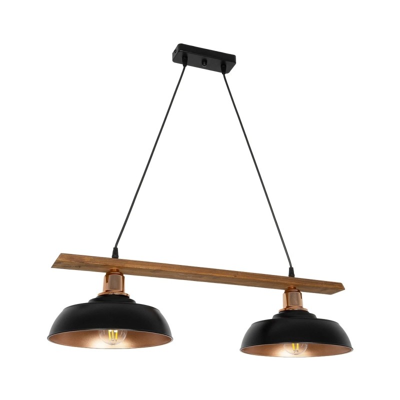 GLOBOSTAR® LOAN 203-0290 Μοντέρνο Κρεμαστό Φωτιστικό Οροφής με Ντουί 2 x E27 AC 220-240V IP20 - Μαύρο & Μπρονζέ - Μ70 x Π25.5 x Υ19cm