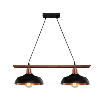 GLOBOSTAR® LOAN 203-0290 Μοντέρνο Κρεμαστό Φωτιστικό Οροφής με Ντουί 2 x E27 AC 220-240V IP20 - Μαύρο & Μπρονζέ - Μ70 x Π25.5 x Υ19cm