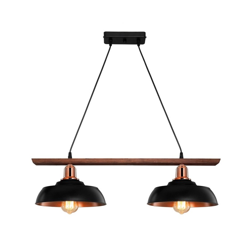 GLOBOSTAR® LOAN 203-0290 Μοντέρνο Κρεμαστό Φωτιστικό Οροφής με Ντουί 2 x E27 AC 220-240V IP20 - Μαύρο & Μπρονζέ - Μ70 x Π25.5 x Υ19cm