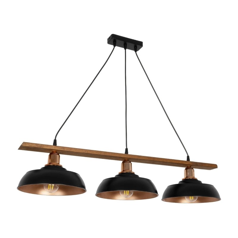 GLOBOSTAR® LOAN 203-0291 Μοντέρνο Κρεμαστό Φωτιστικό Οροφής με Ντουί 3 x E27 AC 220-240V IP20 - Μαύρο & Μπρονζέ - Μ89 x Π25.5 x Υ19cm