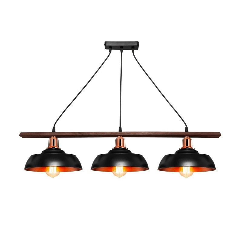 GLOBOSTAR® LOAN 203-0291 Μοντέρνο Κρεμαστό Φωτιστικό Οροφής με Ντουί 3 x E27 AC 220-240V IP20 - Μαύρο & Μπρονζέ - Μ89 x Π25.5 x Υ19cm