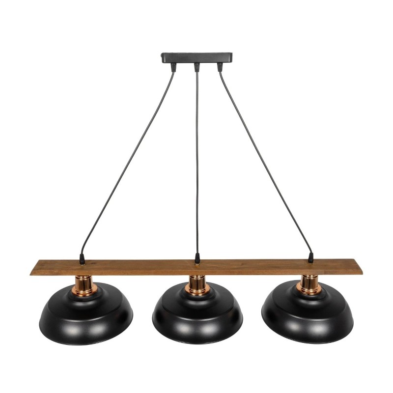 GLOBOSTAR® LOAN 203-0291 Μοντέρνο Κρεμαστό Φωτιστικό Οροφής με Ντουί 3 x E27 AC 220-240V IP20 - Μαύρο & Μπρονζέ - Μ89 x Π25.5 x Υ19cm